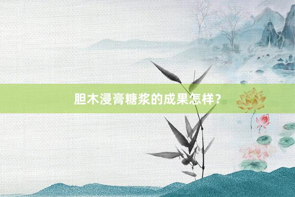 胆木浸膏糖浆的成果怎样？